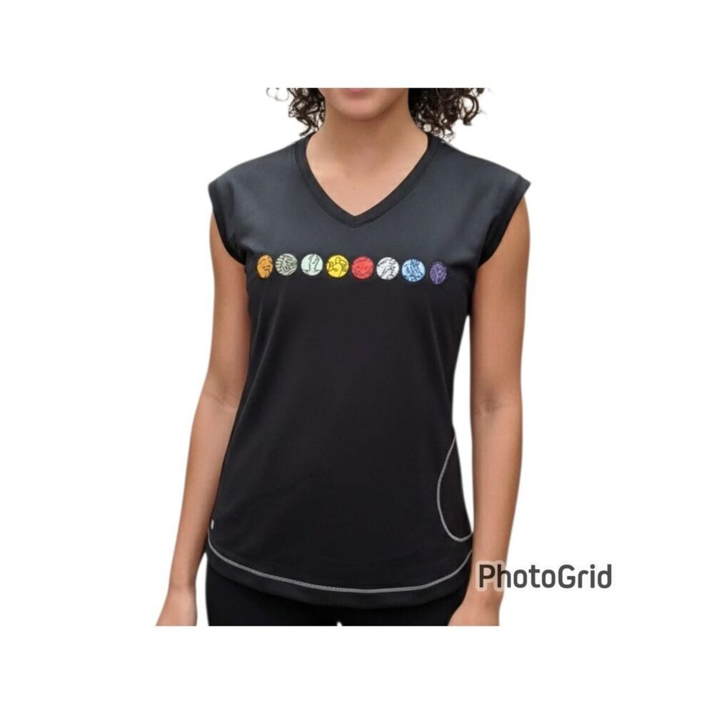 Alo Yoga CoolFit Graphic V-Neck Athletic T-Shirt - Women's Size Small